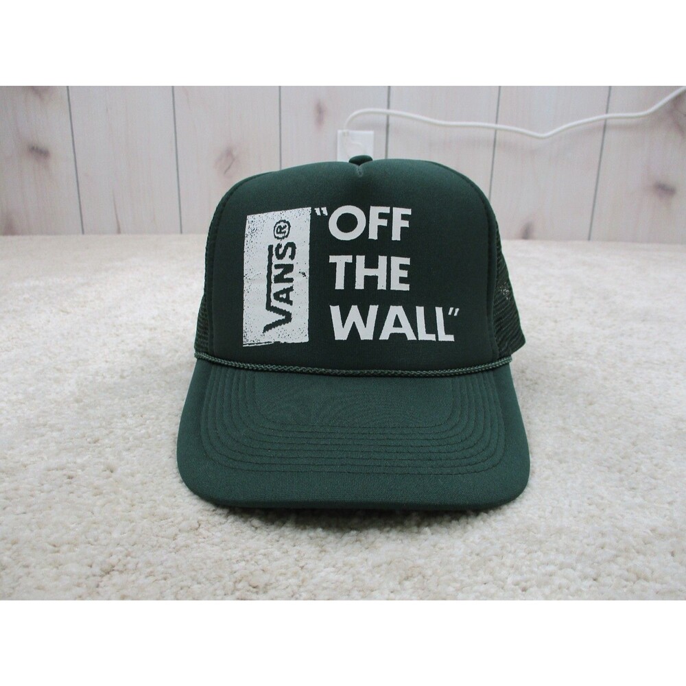 VINTAGE Vans Off The Wall Hat Snap Back Green Rope Trucker Skater Otto Men 90s